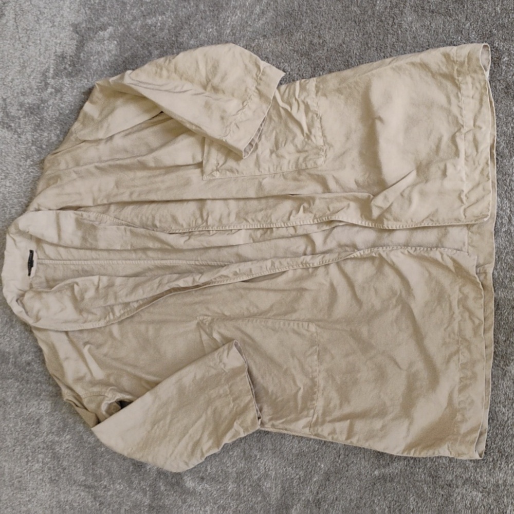 Eileen Fisher Linen Blend Khaki Duster With Pockets